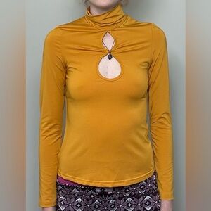 Golden Yellow Cutout Turtleneck